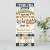 グレー&金ゴールドスポーツをテーマにしたチケット誕生日パーティー 招待状 (スタンド正面)