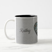 グレー、金ゴールド、ターコイズハート ツートーンマグカップ (左)