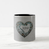 グレー、金ゴールド、ターコイズハート ツートーンマグカップ (中央)