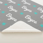 グレー（青い星の繰り返し名前） シェルパブランケット (3/4)