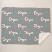 グレー（青い星の繰り返し名前） シェルパブランケット (正面(横))