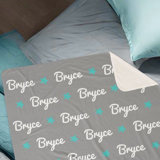 グレー（青い星の繰り返し名前） シェルパブランケット