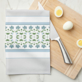 グレー（青）フローラ キッチンタオル