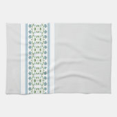 グレー（青）フローラ キッチンタオル (横)