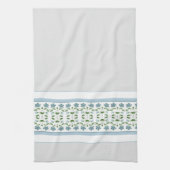 グレー（青）フローラ キッチンタオル (縦)