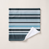 グレー、青、白いストライプ。バスタオルセット バスタオルセット (ウォッシュタオル)