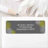 グレー/黄色のスケッチされた花 ラベル (インサイチュ)