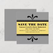 グレー/黄色のファンシーアールデコ日付招待状の保存 セーブザデート (正面/裏面)