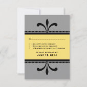 グレー/黄色のファンシーアールデコRSVPカード 出欠カード (裏面)