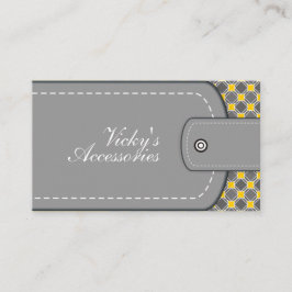 グレー、黄色のレザールックとパターンレトロ 名刺