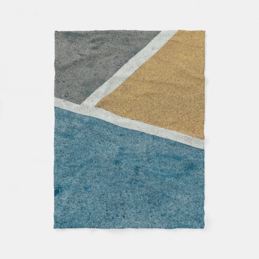 グレー、黄、青の舗装を閉じ絵を描ます フリースブランケット (正面)