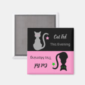 グレー/黒猫リマインダ食べ物を与えーマグネット マグネット (正面/裏面)