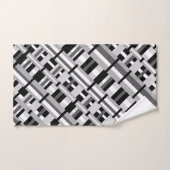 グレー、黒、白、グレーの対角線の格子模様 バスタオルセット (ハンドタオル)