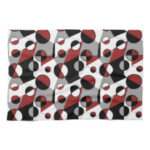 グレー、黒、白、赤の幾何学的モダンレトロ