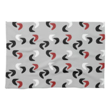 グレー、黒、白、赤ブーメランモダンレトロ