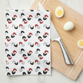 グレー、黒、白、赤ブーメランモダンレトロ キッチンタオル (四つ折り)