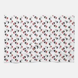 グレー、黒、白、赤ブーメランモダンレトロ キッチンタオル