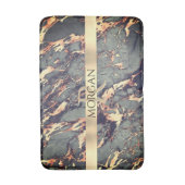 グレーBlk金ゴールド大理石， Lg金ゴールドストライプ名+モノグラム バスマット (正面縦)