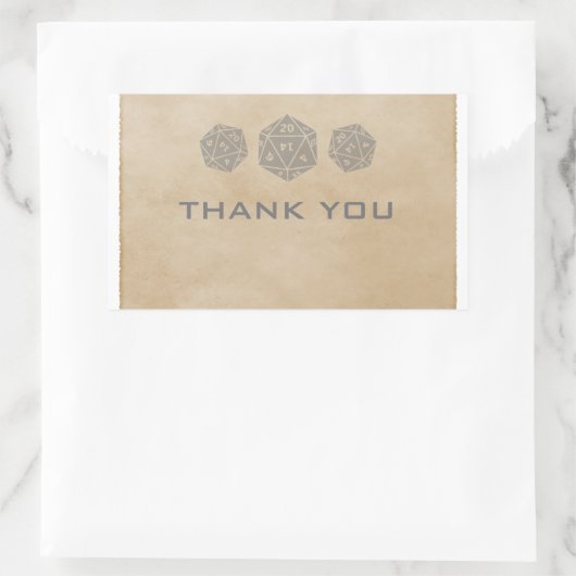 グレーD20グランジサイコロゲーマーサンキューステッカー 長方形シール (バッグ)