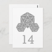 グレーD20サイコロテーブル番号はがき ポストカード (正面/裏面)