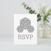 グレーD20サイコロ応答はがき インビテーションポストカード (スタンド正面)