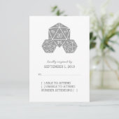 グレーD20サイコロ応答カード 出欠カード (スタンド正面)