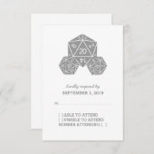 グレーD20サイコロ応答カード 出欠カード (正面/裏面)