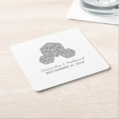 グレーD20サイコロ結婚ズ紙コースター スクエアペーパーコースター (アングル)