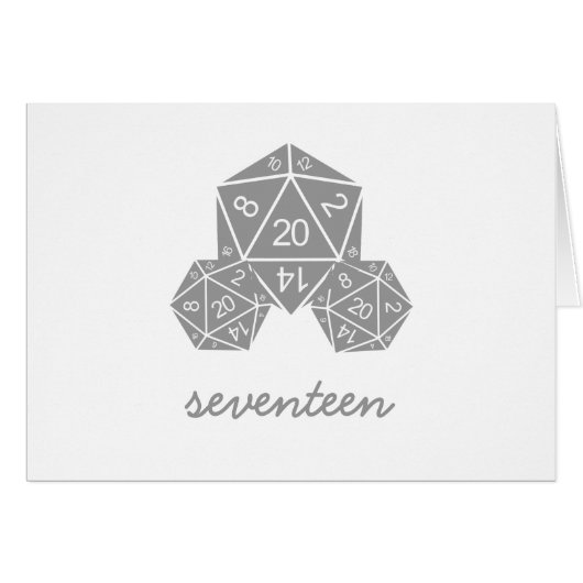 グレーD20サイコロ表ナンバーカード (正面横)