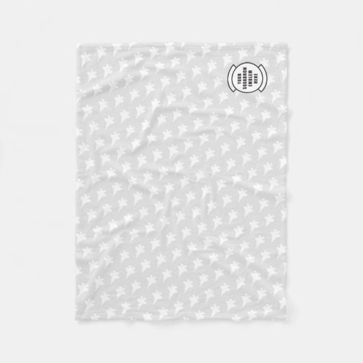 グレーF-35ジェットパターン(の模様が)あるカスタム飛行隊パッチ フリースブランケット (正面)