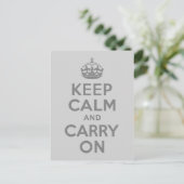 グレーKeep Calm and Carry On ポストカード (スタンド正面)