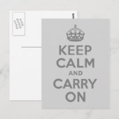 グレーKeep Calm and Carry On ポストカード (正面/裏面)