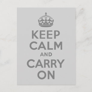 グレーKeep Calm and Carry On ポストカード