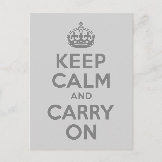 グレーKeep Calm and Carry On ポストカード (正面)