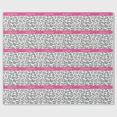 グレーLeopardプリントパターン（ピンクの名前） ラッピングペーパー (フラット)