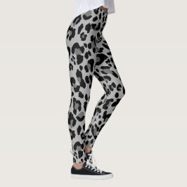 グレーLeopardプリントパターン レギンス