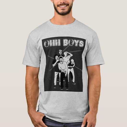 グレーOH BOYS – 白黒Tシャツ Tシャツ (正面)