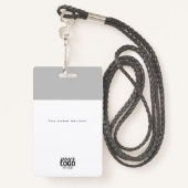 グレーQRコードビジネスロゴIDカードビジネス バッジ (裏面ランヤード)