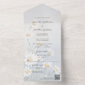 グレーQRコード淡い色ののワイルドデイジー オールインワン招待状 (内側)