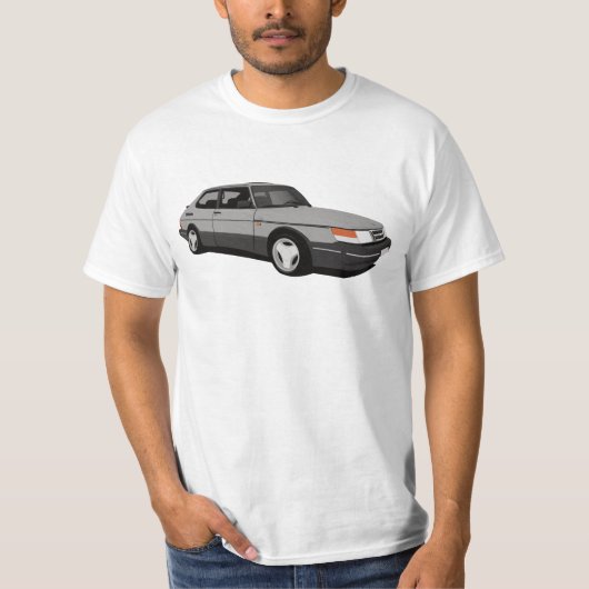グレーSAAB 900ターボ16エアロクーペ Tシャツ (正面)