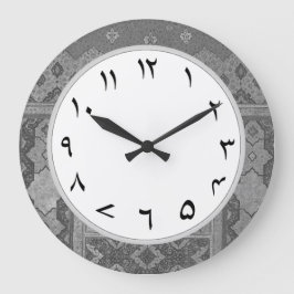 グレーUrdu数字クロック数字 ラージ壁時計
