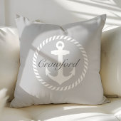 グレ名門私立校風のー&ホワイト航海のいかりモノグラム クッション