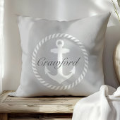 グレ名門私立校風のー&ホワイト航海のいかりモノグラム クッション