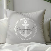 グレ名門私立校風のー&ホワイト航海のいかりモノグラム クッション