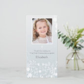 グレ淡い色のー、白い花、宗教写真カード サンキューカード (スタンド正面)