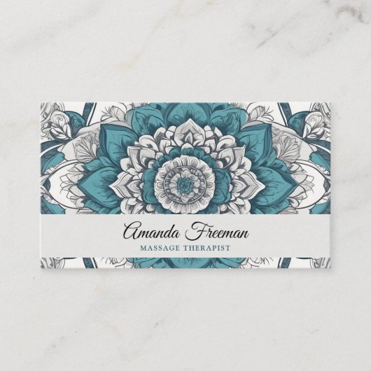 グレ素晴らしー&ティール（緑がかった色）マンダラマッサージセラピー 名刺 (正面)