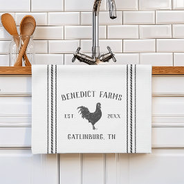 グレ素朴イ&ホワパーソナライズされたイトファーム名&タウン キッチンタオル