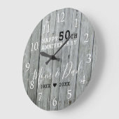 グレ素朴ーウッド50金ゴールド結婚記念日 ラージ壁時計 (傾斜)