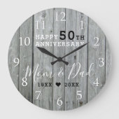 グレ素朴ーウッド50金ゴールド結婚記念日 ラージ壁時計 (正面)