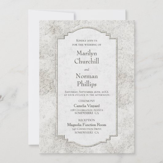 グレ素朴ー淡い色のド彫刻された石結婚式招待状 招待状 (正面)